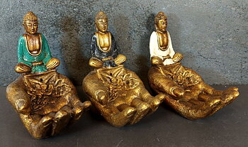 Hand  med mediterande Thai Buddha - Rökelsehållare / Skål