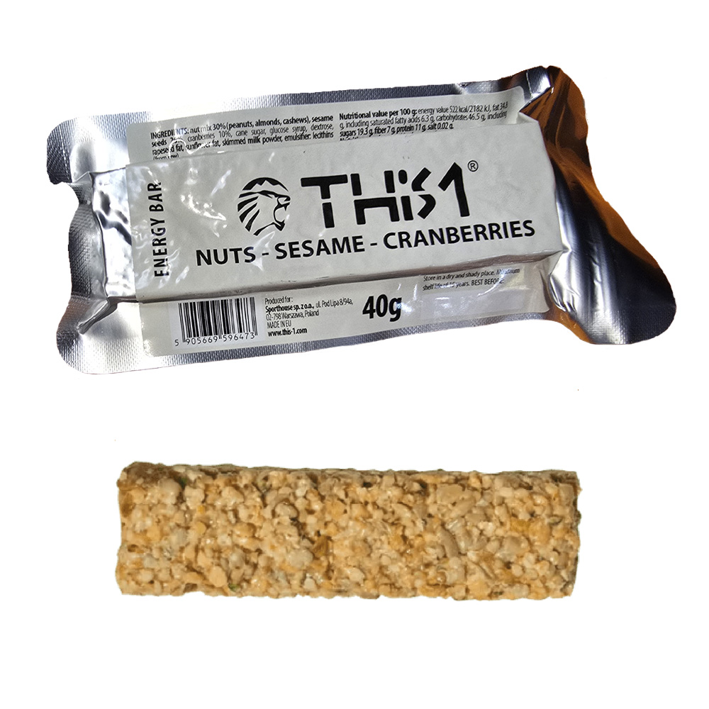 This-1 | Energy Bar | Sesame Cranberries | Lång Hållbarhet | 40g