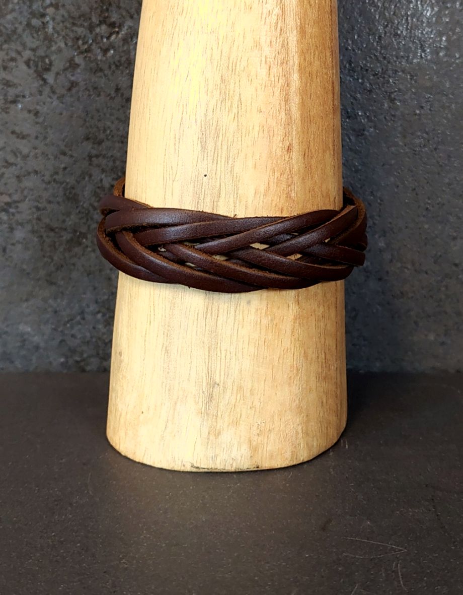 Flätat Brunt Läderarmband - Justerbart 