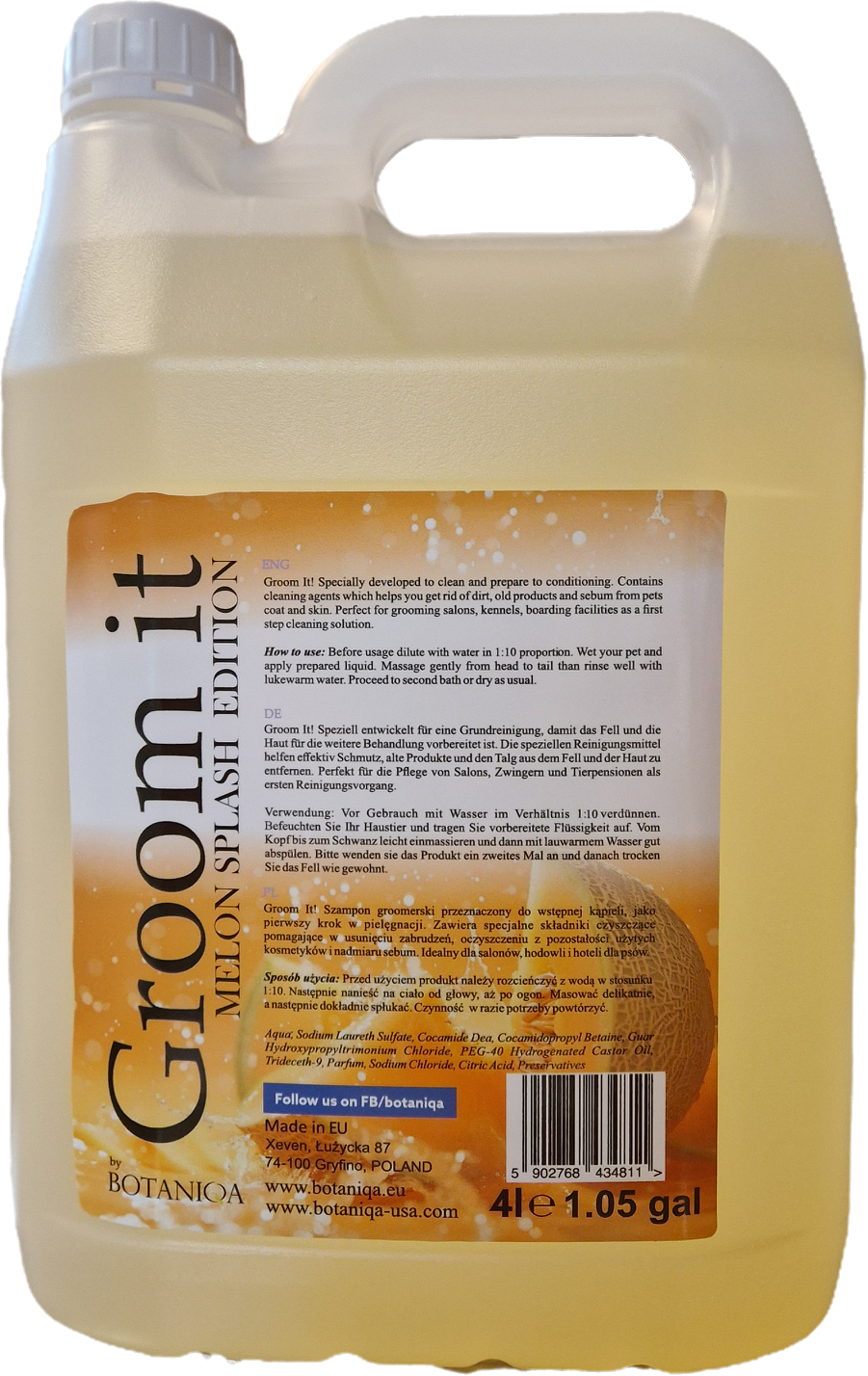 Botaniqa Shampoo, Groom It MELON, 4 liter