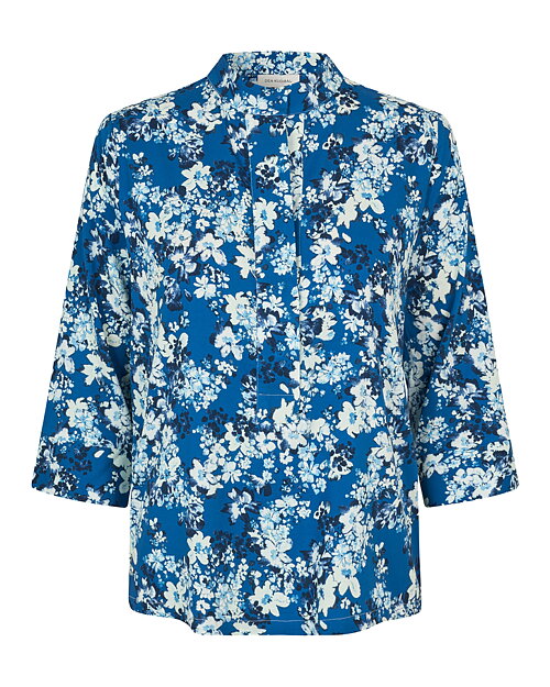 Blus Danitta v-ringad blommig blå - 4