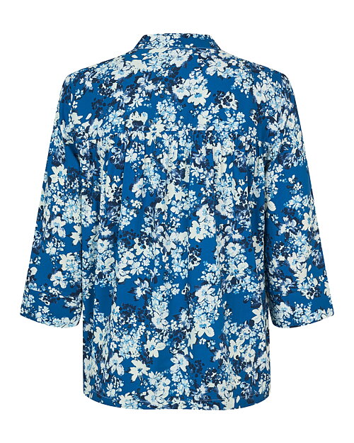 Blus Danitta v-ringad blommig blå - 5