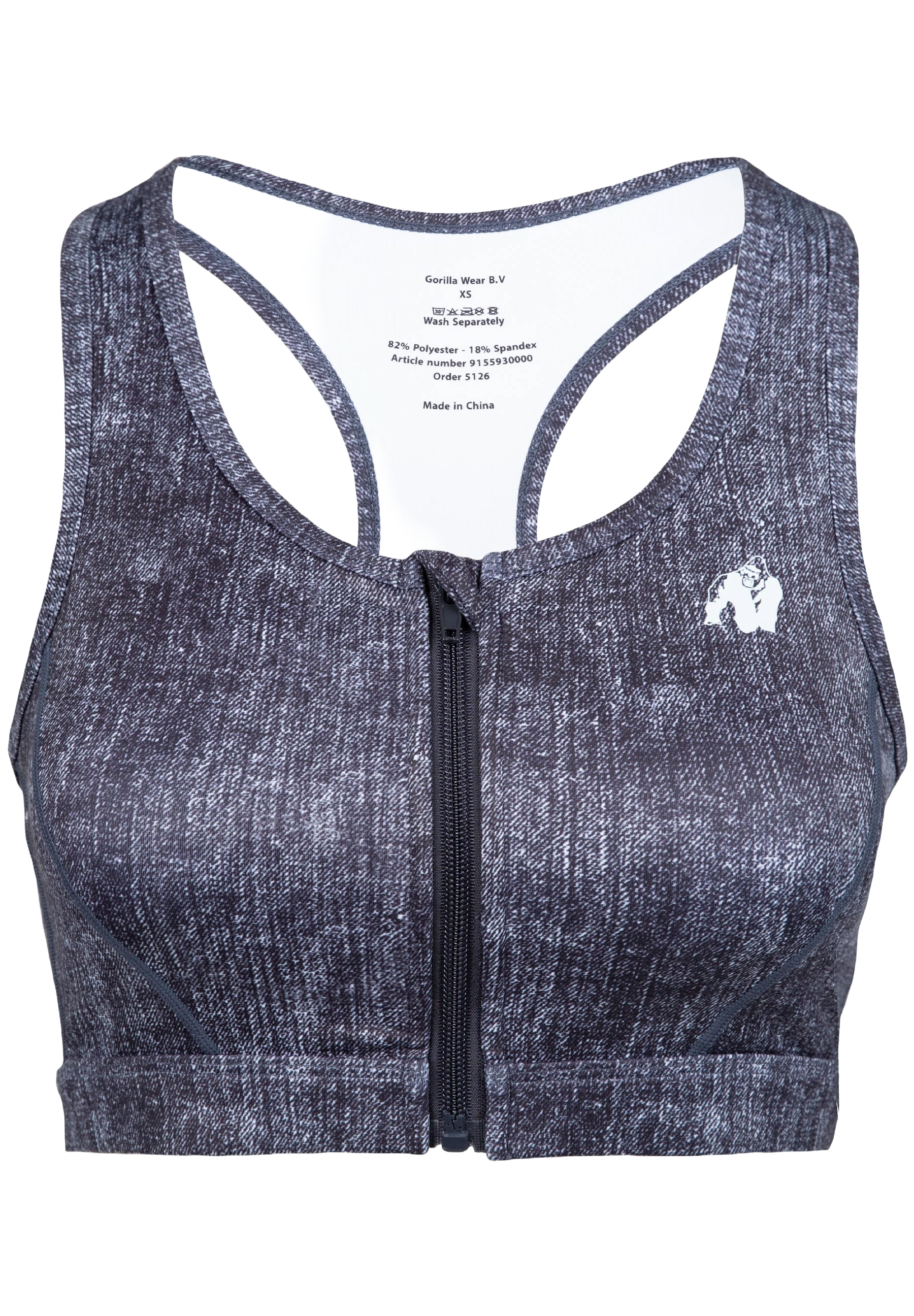Camilla Zip-Front Sports Bra, blue denim - 7