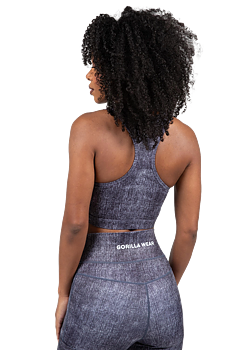 Camilla Zip-Front Sports Bra, blue denim