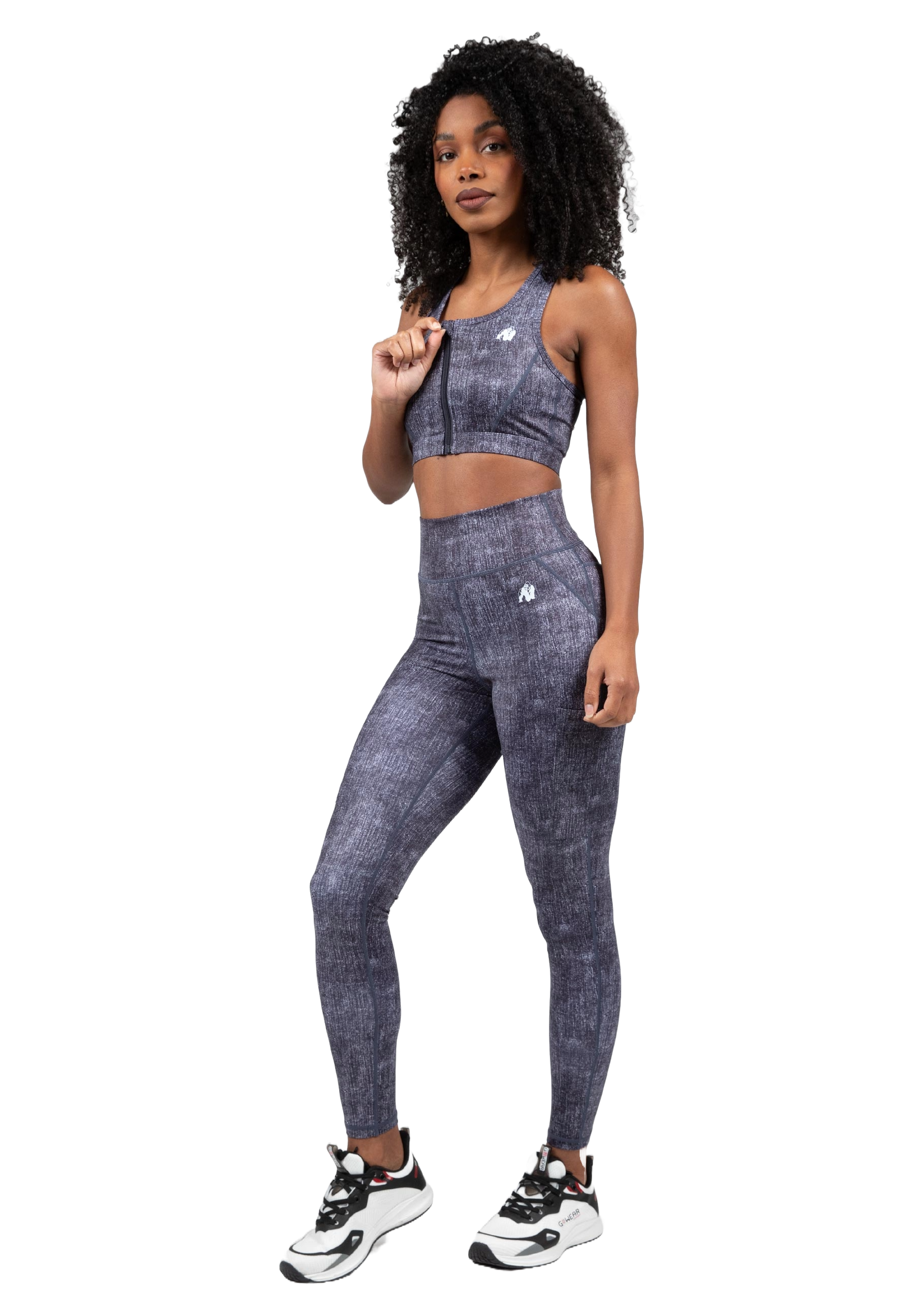 Camilla Zip-Front Sports Bra, blue denim - 4