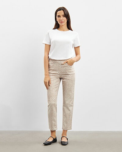 Mirakelbyxa Hannah regular kort leomönstrad beige