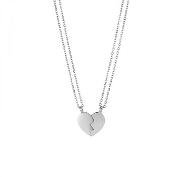 Friendship Heart Necklace Silver