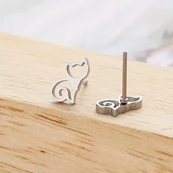 Örhänge Sittande katt - Rostfrittstål