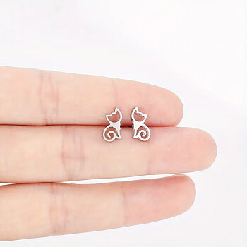 Örhänge Sittande katt - Rostfrittstål