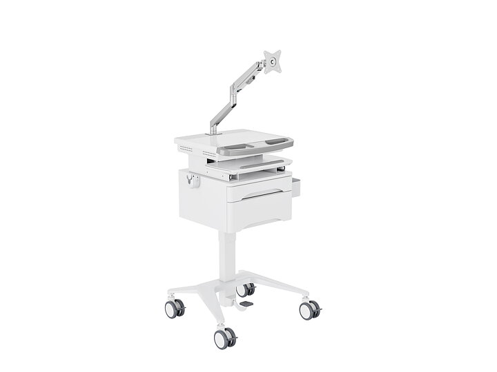 M Medical Cart Basic with Drawer incl. monitor gas lift arm