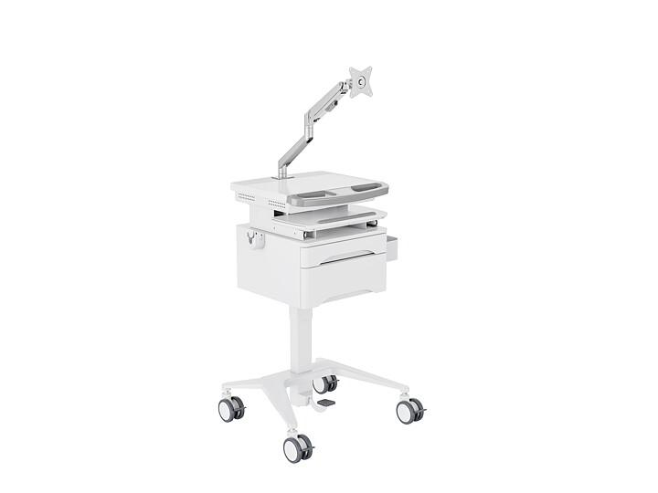 M Medical Cart Basic with Drawer incl. monitor gas lift arm