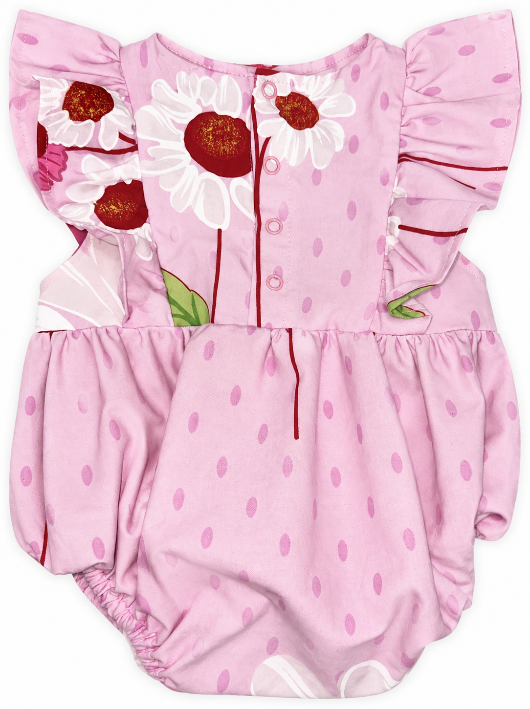 Romper Reuse i bomull – Rosa blommor | 62/68 - 2