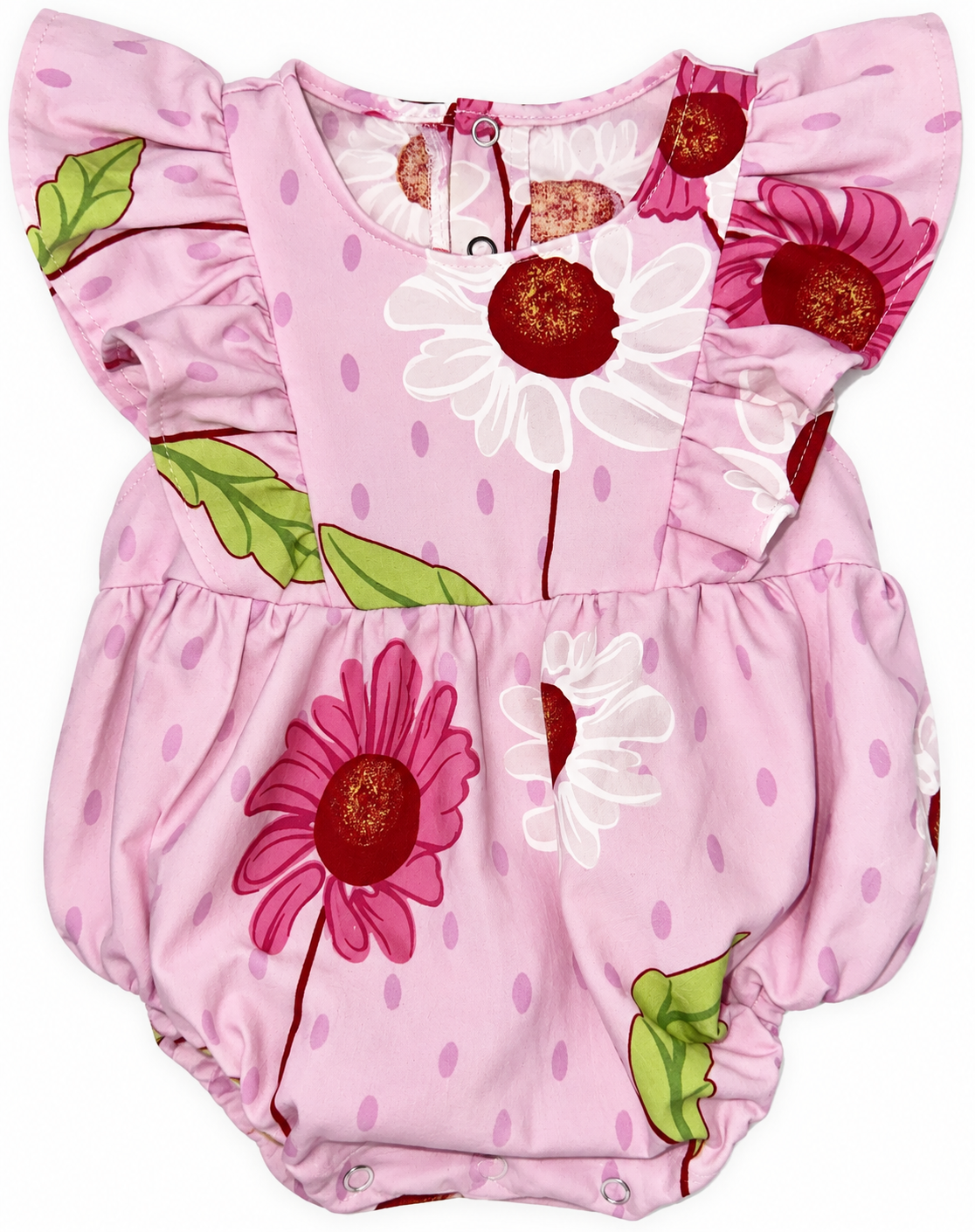 Romper Reuse i bomull – Rosa blommor | 62/68