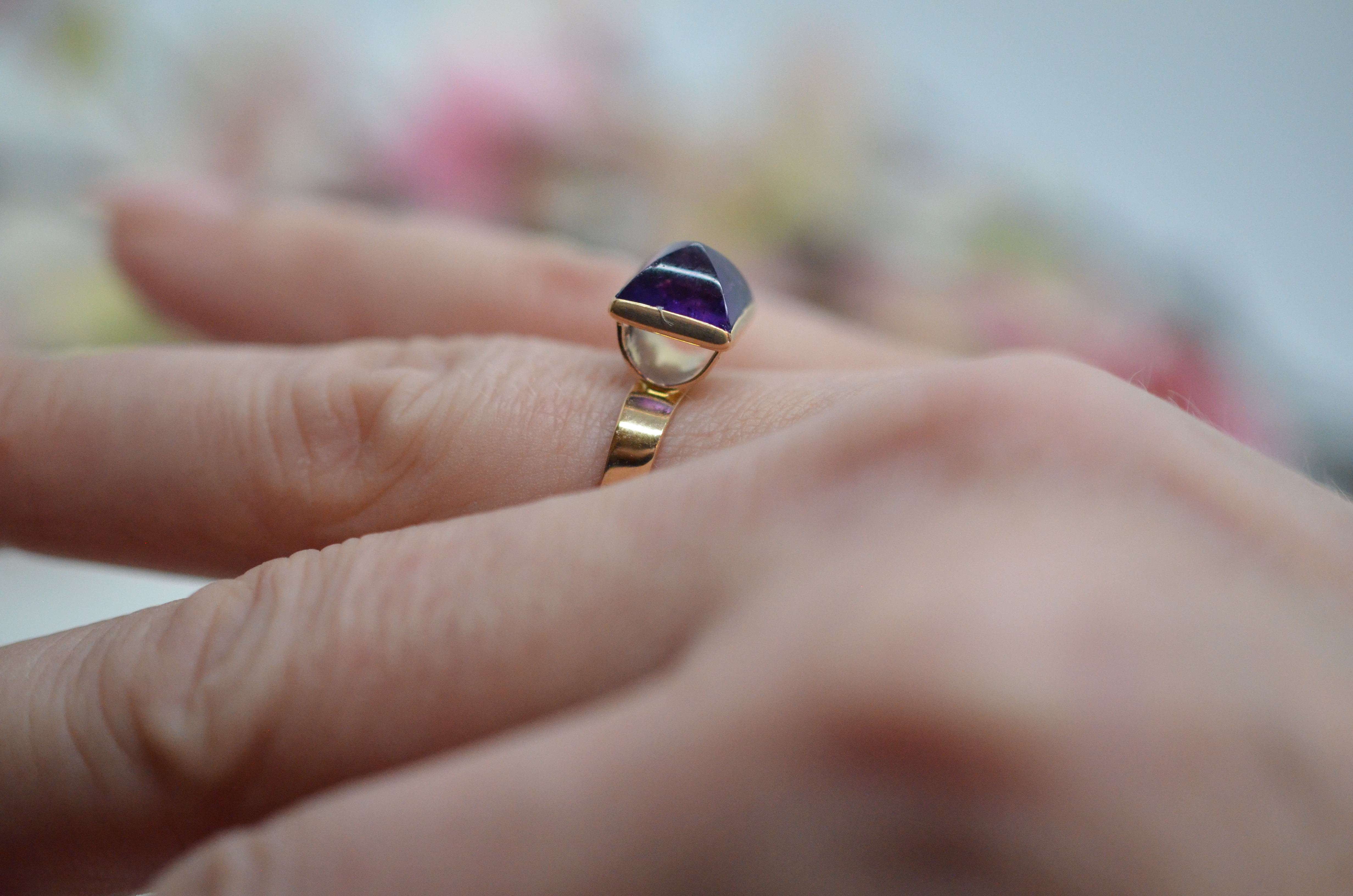 Vintage 18k ring with amethyst, 1963 - 9