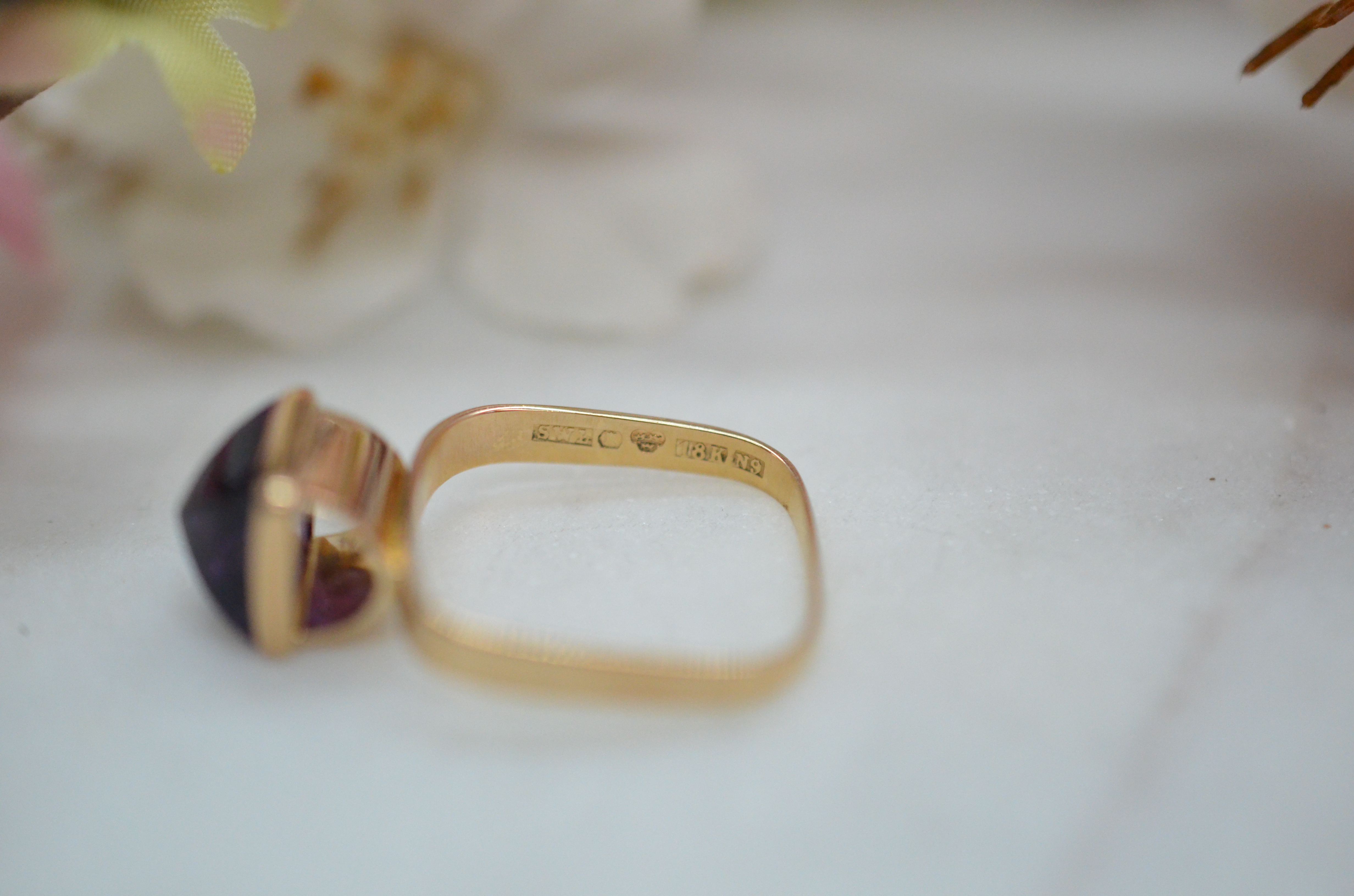 Vintage 18k ring with amethyst, 1963 - 5