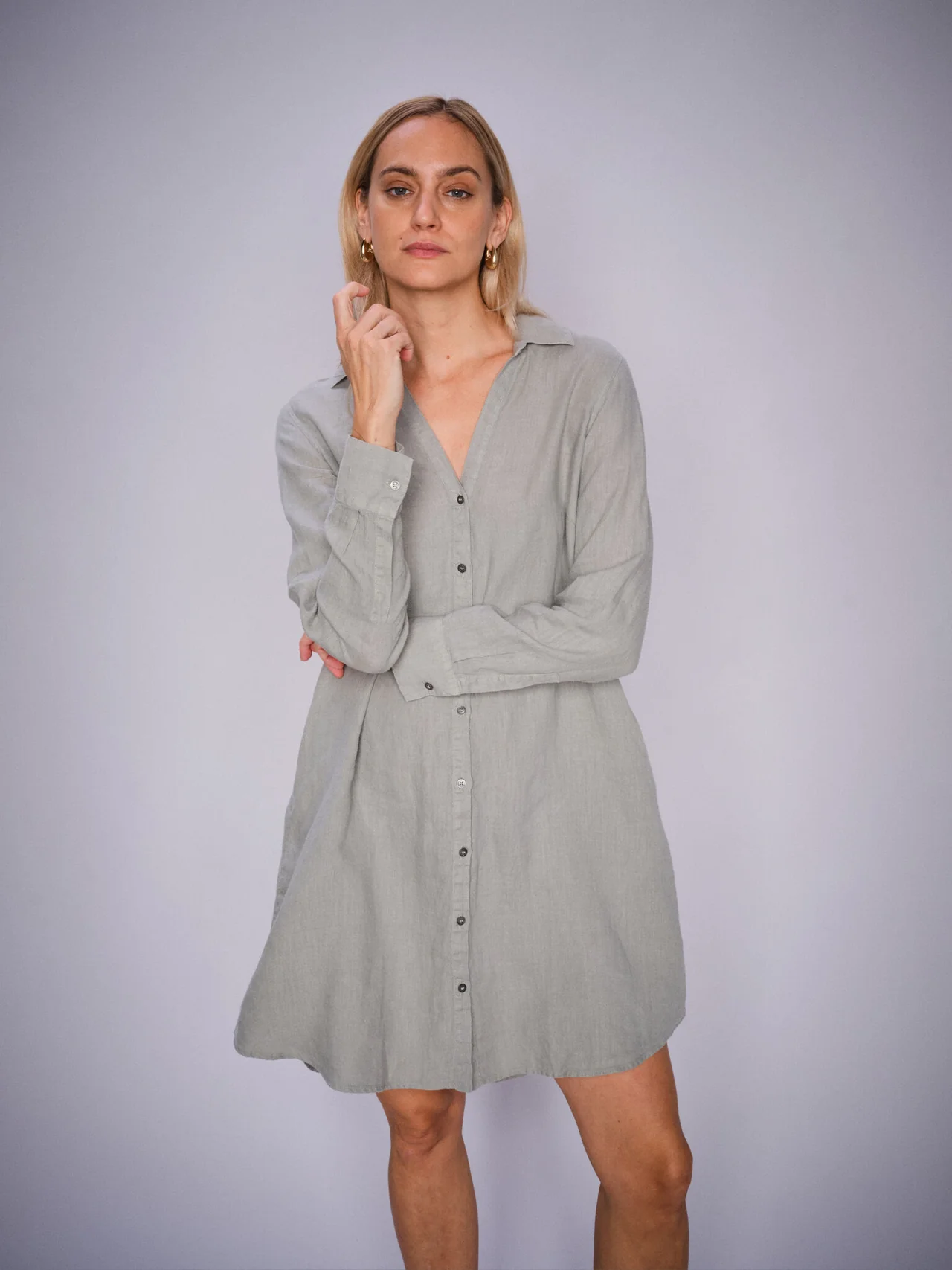 Mos Mosh Rielle Linen Dress Shadow - 2