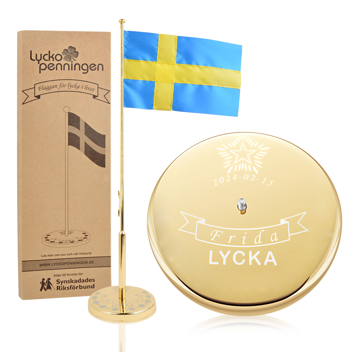 Flaggstång Lyckopenningen Mässingpläterad Enkel