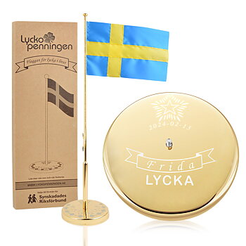 Flaggstång Lyckopenningen Mässingpläterad Enkel