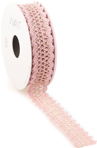 Lace med Guld Light Rosa 1 meter
