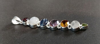 Cabochon Hänge i Äkta Silver med Fascettslipad stenar