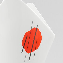 Hans Stangl (1950s) White Modern Vase with Red Decor 16 cm