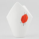 Hans Stangl (1950s) White Modern Vase with Red Decor 16 cm