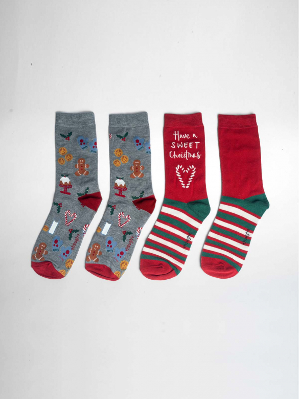 Presenttips! Två par bambustrumpor med jultema - 2