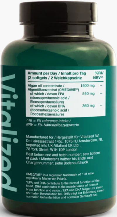 Vitalized Omega-3 Vegan – Växtbaserad Algolja (60 softgels) - 2
