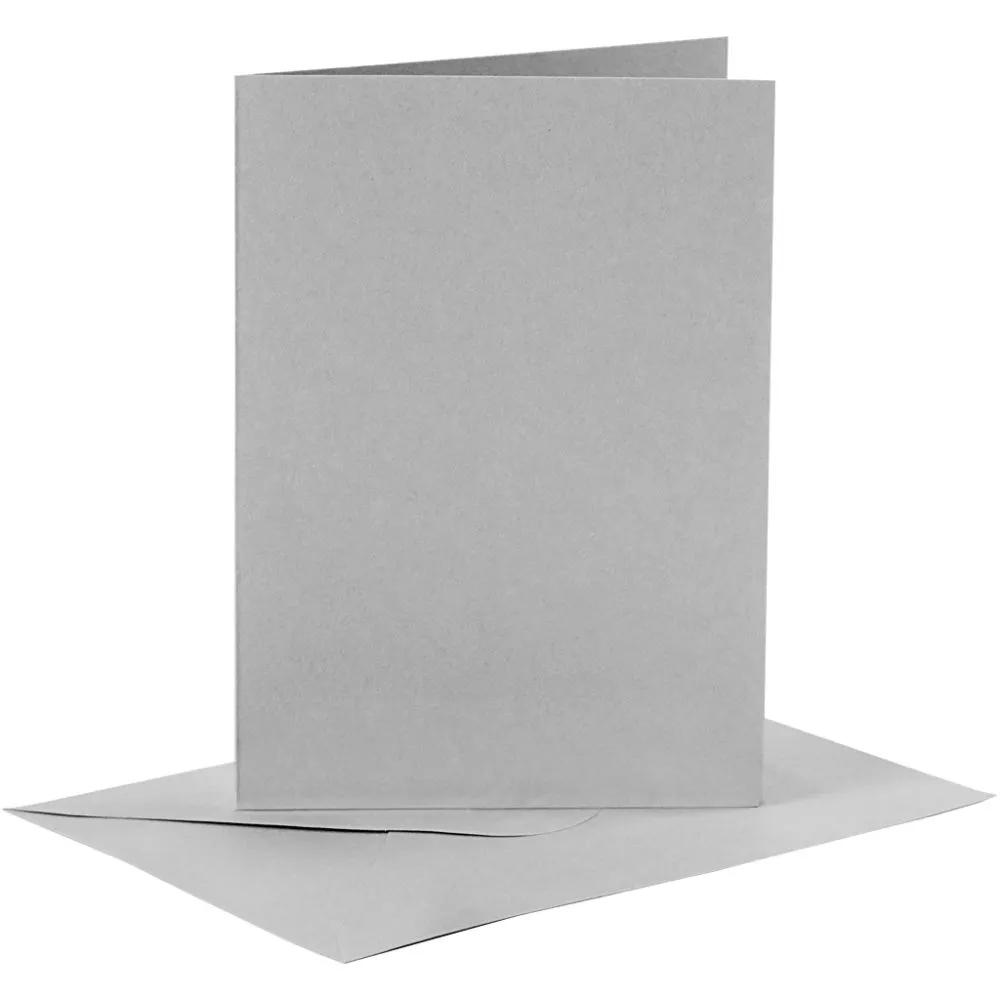 Kort och kuvert  Grey 6 set