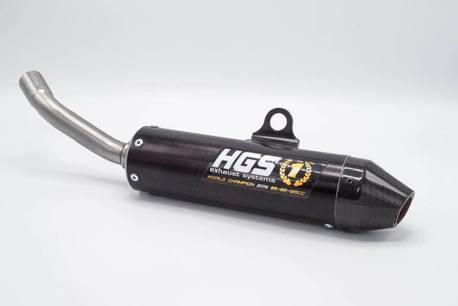 HGS Ljuddämpare Svart med kolfiber End cap2T Racing  HVA TC125 23-..
