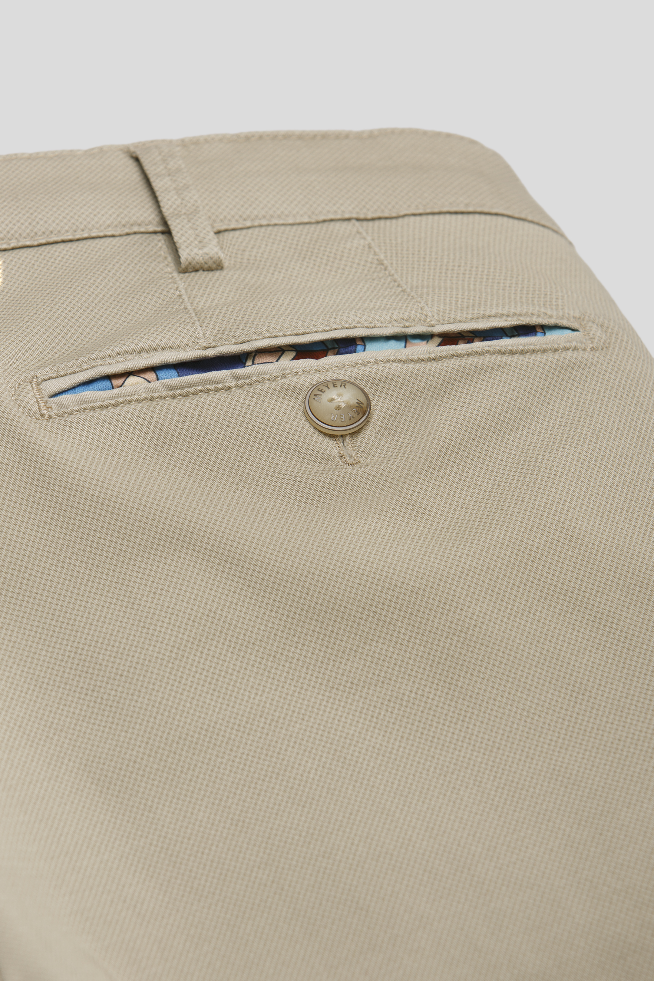 Beige chinos i Fine Micro Print och modern passform (Meyer / Bonn) (finns i strl 26) - 5