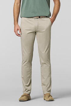 Beige chinos i Fine Micro Print och modern passform (Meyer / Bonn) (finns i strl 26)