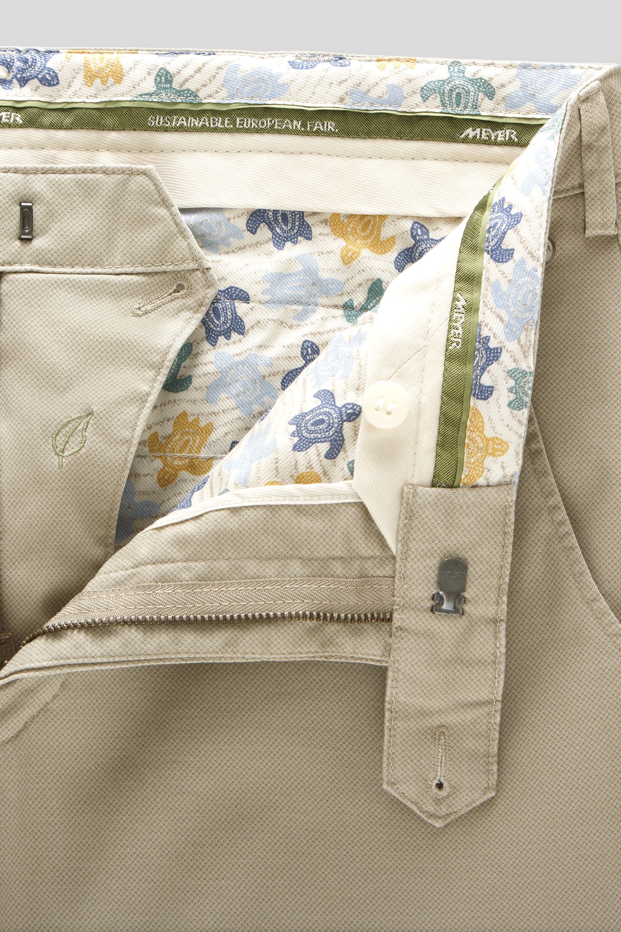 Beige chinos i Fine Micro Print och modern passform (Meyer / Bonn) (finns i strl 26) - 4