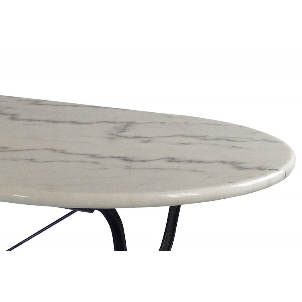 Bistrobord gjutjärn med oval marmorskiva 120 x 60 cm - 3