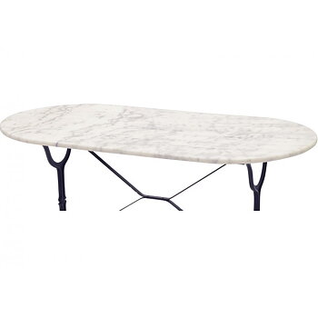 Bistrobord gjutjärn med oval marmorskiva 120 x 60 cm