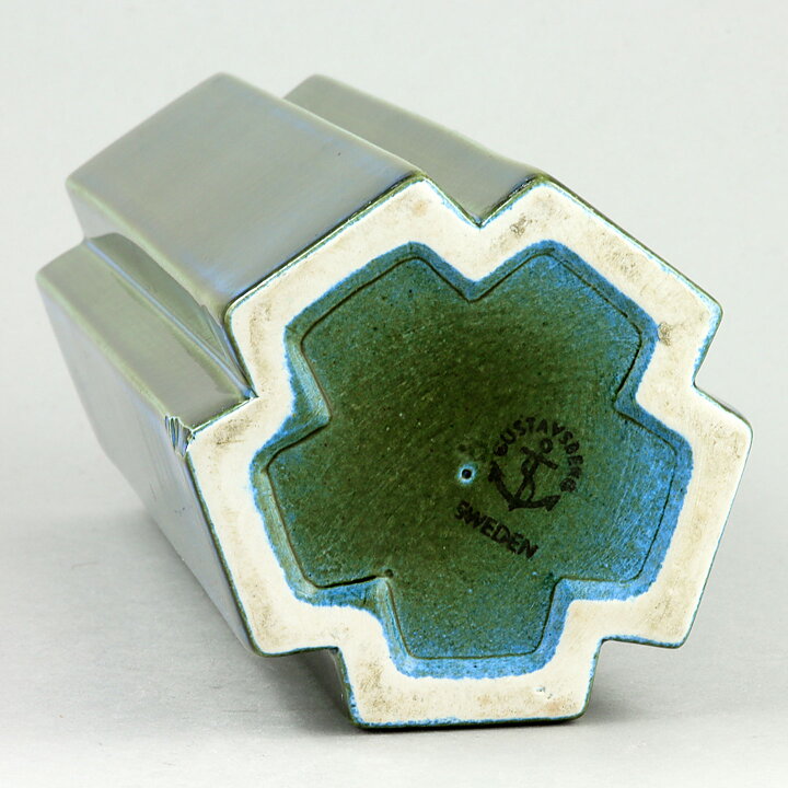 Karin Björquist (Octagon 1960s) Blue Geometric Vase 23 cm