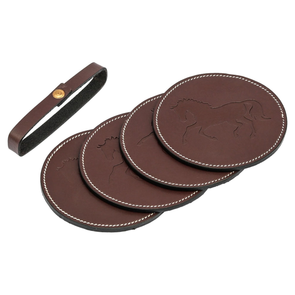 Coaster AWST Horse Motif Australian Nut 4-pack