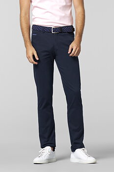 Blå (navy) chinos i Micro Fantasy och  modern passform (Meyer / Chicago) (finns i strl 26)