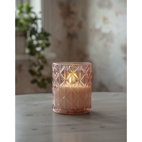 LED Blockljus Flamme Romb rosa
