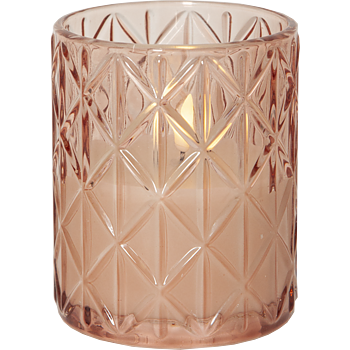 LED Blockljus Flamme Romb rosa