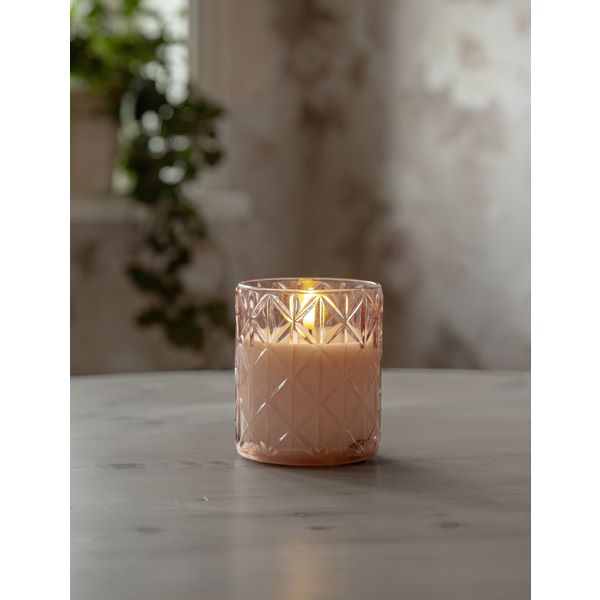 LED Blockljus Flamme Romb rosa