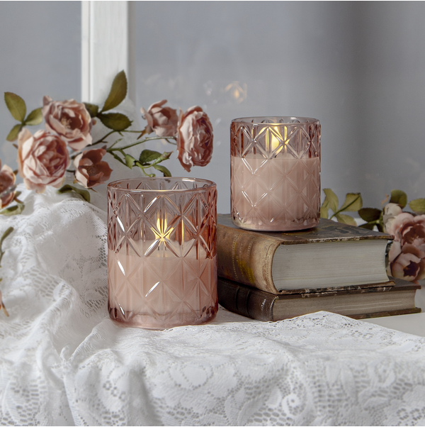 LED Blockljus Flamme Romb rosa - 3