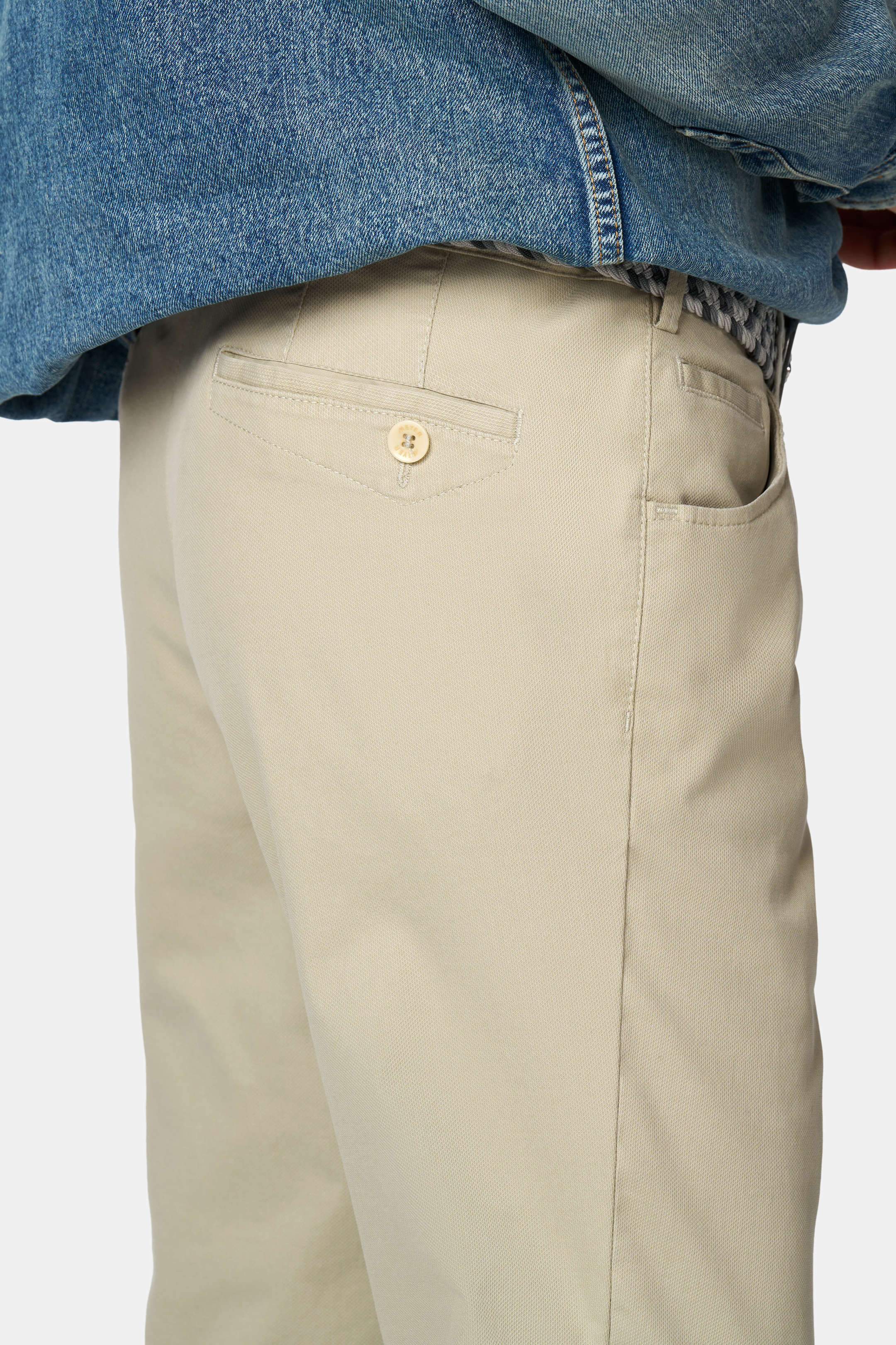 Beige jeanshybrid med Mikro structure, modern passform och Super-Stretch (Meyer / Dublin) - 3