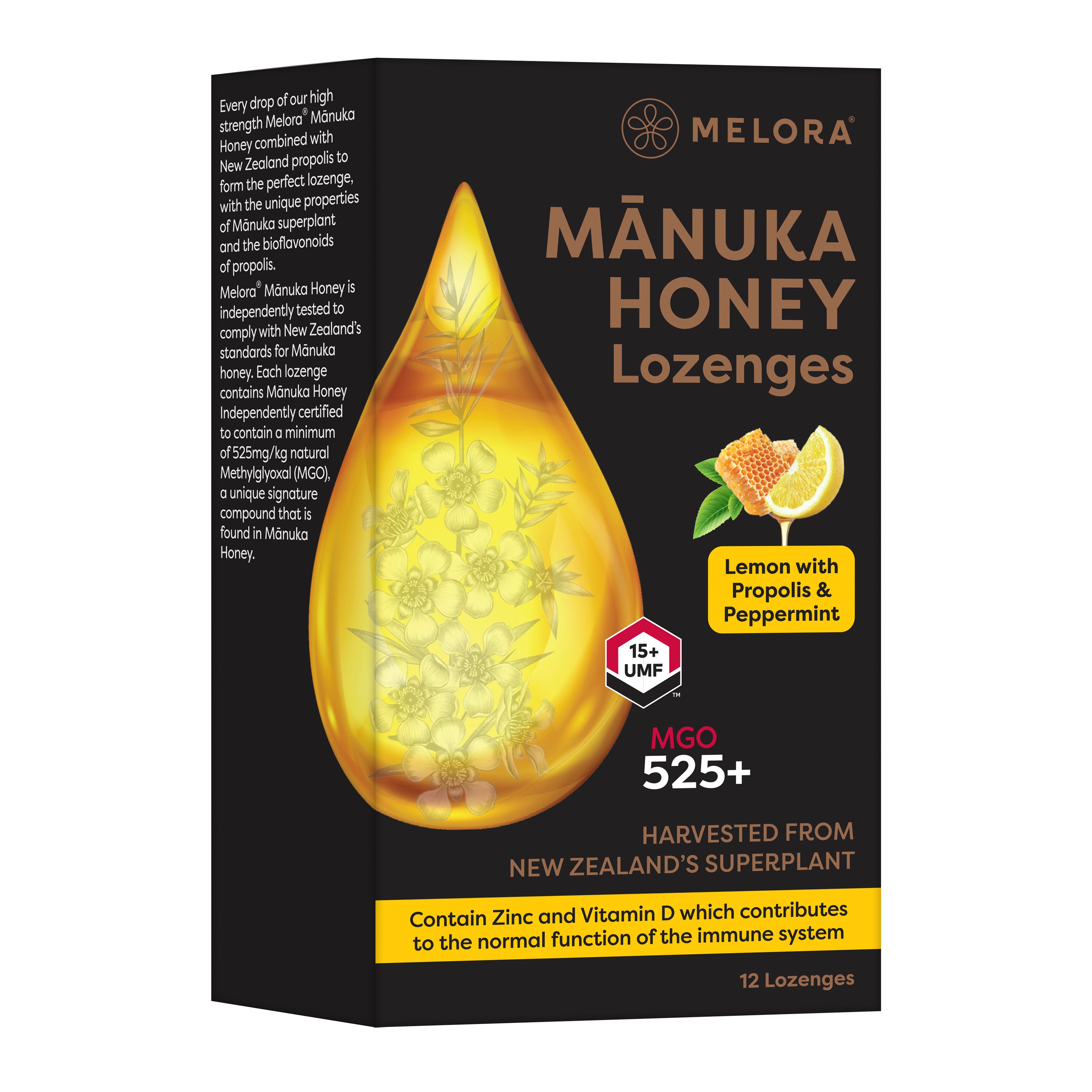 Manuka & Propolis Lozenges Lemon&Peppermint 12st Melora