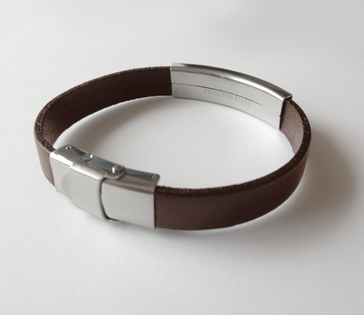 Braunes persönliches Lederarmband mit Gravur - Rostfreier Stahl - 2
