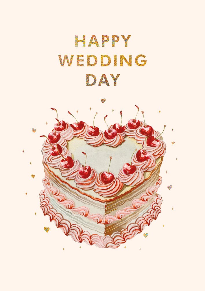 Wedding Day Cake with Cherries, Greeting Card