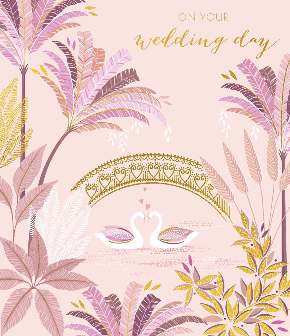 Wedding Swans & Bridge, Greeting Card