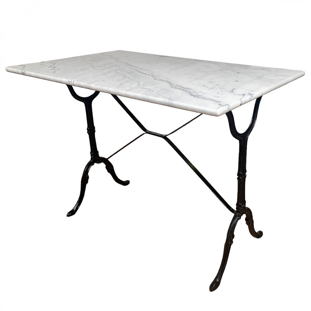Bistrobord gjutjärn med rektangulär marmorskiva 100 x 60 cm