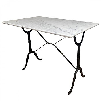 Bistrobord gjutjärn med rektangulär marmorskiva 100 x 60 cm