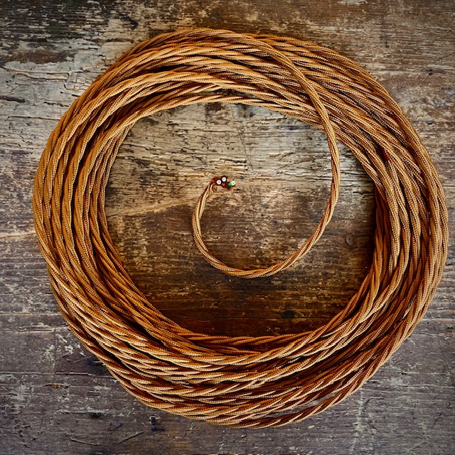 Twisted textile cable brown - 0,5 m - 3 x 0,75mm²